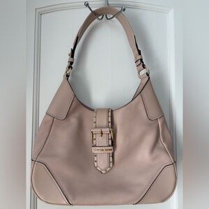 Michael Kors Powder Pink Pebbled Leather Shoulder Hobo with Gold Hardware
